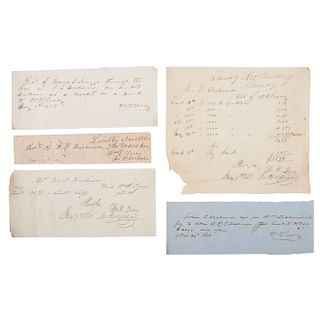 Confederate General William R. Terry Antebellum Merchant Receipt Archive, Lot of 10