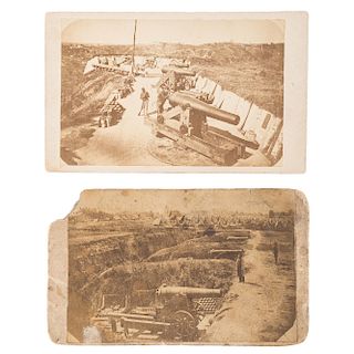 Two Civil War CDVs of Union and Confederate Batteries at Vicksburg, MS 