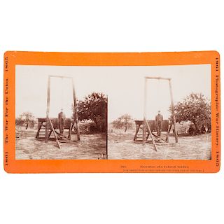 Civil War Military Execution Stereoview, The Hanging of Private William Johnson, 23rd US Colored Troops