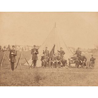 Civil War Albumen Photograph of the Guard Tent at Saratoga, 1863