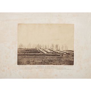 Timothy O'Sullivan Civil War Albumen Photograph, Detachment 50th NYV Engineers, Camp Scene at Rappahannock Station, Virginia