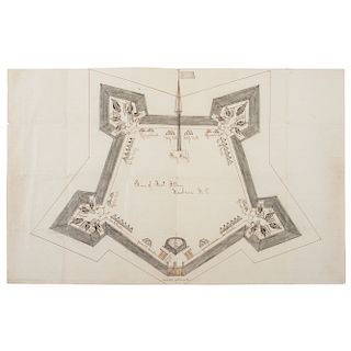 Civil War Sketch of Fort Totten, New Bern, North Carolina, Plus Three Related Ordnance Documents, 1862-1864