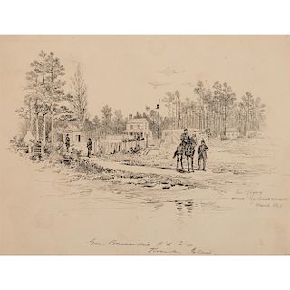 Camp Kitchen and General Burnside's Headquarters, Pen and Ink Sketches by Thomas Hogan
