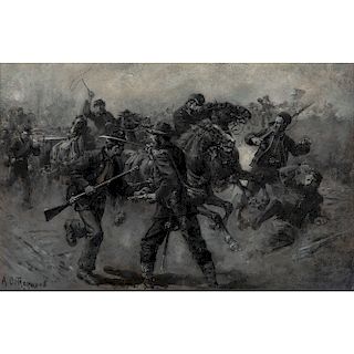 Stampede of the 11th Corps on the Plank Road, Oil Painting by Allen C. Redwood, 1886
