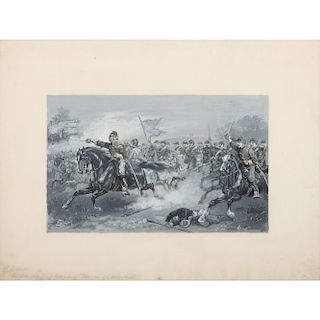 John R. Chapin, Gouache Depicting Custer's Charge at Gettysburg