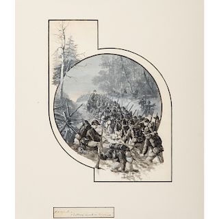 John R. Chapin, Watercolor and Gouache Depicting Soldiers Slogging through Mud