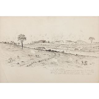 Edwin Forbes, Pen and Ink Sketch Depicting Pickett's Charge at the Battle of Gettysburg
