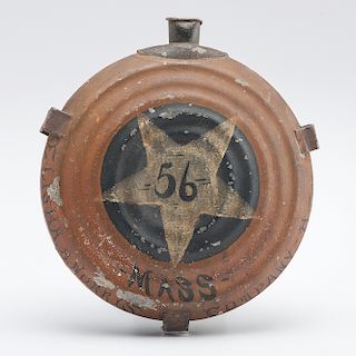 Hand-Painted Civil War Canteen Identified to Elisha B. Norris, 13th Vermont & 56th Massachusetts, with Gettysburg History
