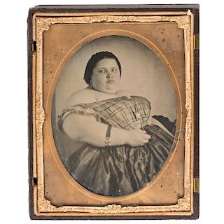 Half Plate Ambrotypes of a Bearded Man and Fat Lady, Possible Sideshow Performers