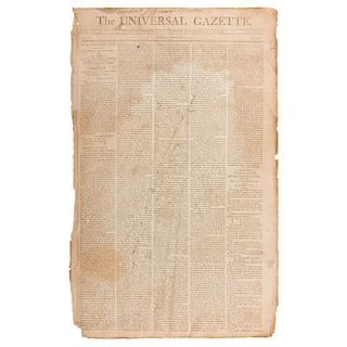 Thomas Jefferson's First State of the Union Printed in Washington's Universal Gazette