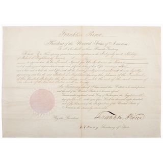Franklin Pierce Presidential Signed Appointment for Texas Ranger Robert S. Neighbors as Special Agent for Indians in Texas
