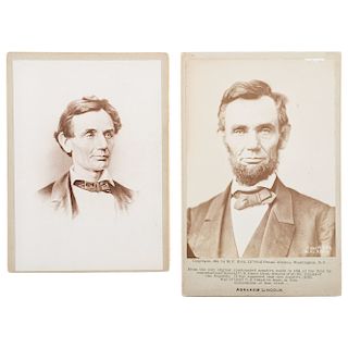 Abraham Lincoln, Pair of Cabinet Cards, Featuring Portrait by Moses P. Rice
