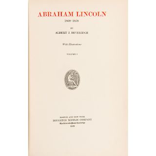 Abraham Lincoln: 1809-1858 by Albert J. Beveridge, Scarce Manuscript Edition in Four Volumes