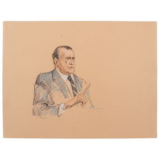 Joan Andrew, Washington Post and CNN Sketch Artist, 16 Original Sketches Documenting the 1980 Trial of Felt "Deep Throat" and Miller, Incl. Former Pre