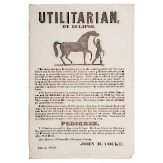 Illustrated 1843 Virginia Broadside for the Sire Utilitarian