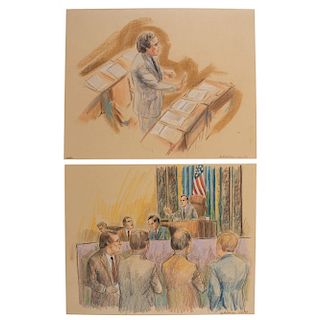Joan Andrew, Washington Post and CNN Sketch Artist, Twelve Original Sketches of the 1983 United States Senate
