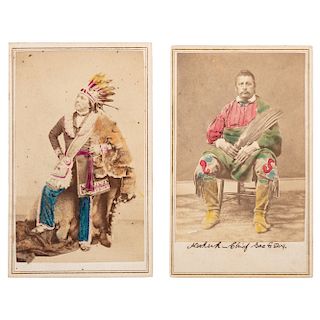 Pair of CDVs Featuring Indian Subjects, Incl. Sac and Fox Chief Moses Keokuk, Jr. 