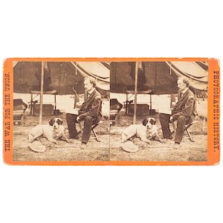 General George Custer and his Dog, Civil War Stereoview 