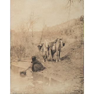 Edward Curtis Signed Platinum Photograph, Getting Water - Apache, 1903