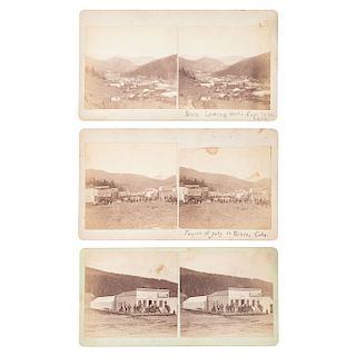 Trio of Pitkin, Colorado Stereoviews Showing the Mining Town and Surroundings