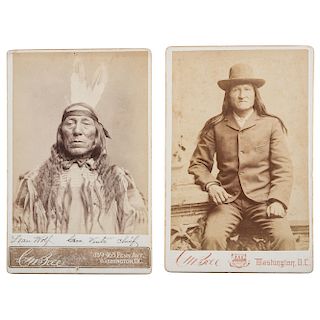 Charles M. Bell Cabinet Photographs of Chiefs American Horse and Lean Wolf 