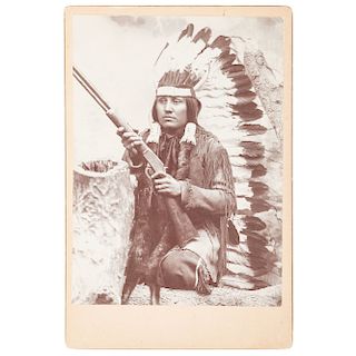 Cabinet Photograph of Comanche Warrior White Wolf, by Irwin