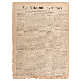 Oklahoma War Chief, Rare Newspaper Founded by Oklahoma Boomer Leader David L. Payne, 1886