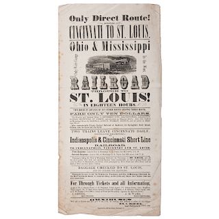 Ohio & Mississippi Railroad, Illustrated Broadside Advertising Route from Cincinnati to St. Louis, Plus