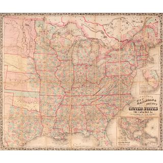 Colton's New Railroad & County Map of the United States, the Canadas, &c., 1862