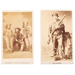 Ned Buntline, Two CDVs Incl. Portrait with Buffalo Bill Cody and Texas Jack Omohundro