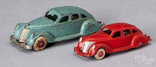 Two Hubley cast iron sedans