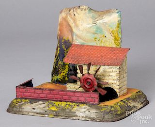 Bing painted tin water wheel steam toy accessory