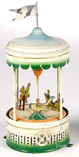 Painted and lithograph tin carousel steam toy accessory