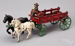 Kenton cast iron horse drawn stake wagon