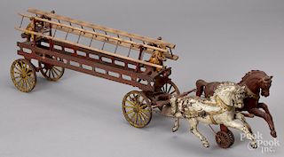 Hubley cast iron horse drawn ladder wagon