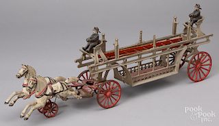 Harris cast iron horse drawn fire ladder wagon