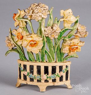 Hubley cast iron Narcissus flower pot doorstop