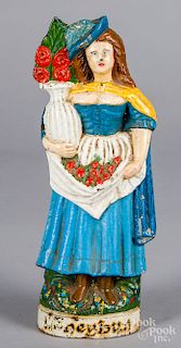 Three dimensional woman with roses doorstops