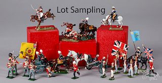 Group of painted cast metal miniature toy soldiers
