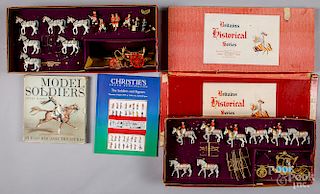 Two sets of Britains cast metal toy soldiers, etc.