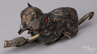 German painted tin wind-up cat and mouse toy