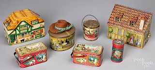 Group of advertising tins