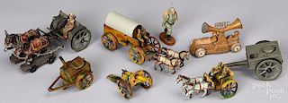 Group of German tin and composition military toys