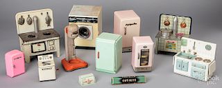 Miniature tin doll kitchen and appliance toys