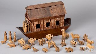 German carved wooden Noah's Ark