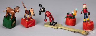 Five animated pop-up character toys