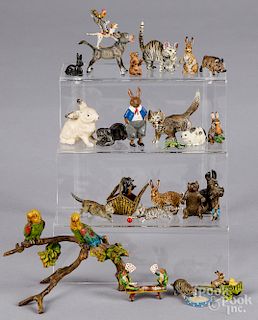 Cold painted bronze and spelter animals