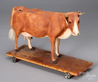 German composition cow pull toy