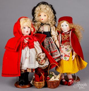 Three contemporary Little Red Riding Hood dolls