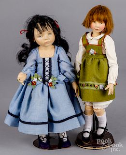 Two Maggie Iacono felt dolls